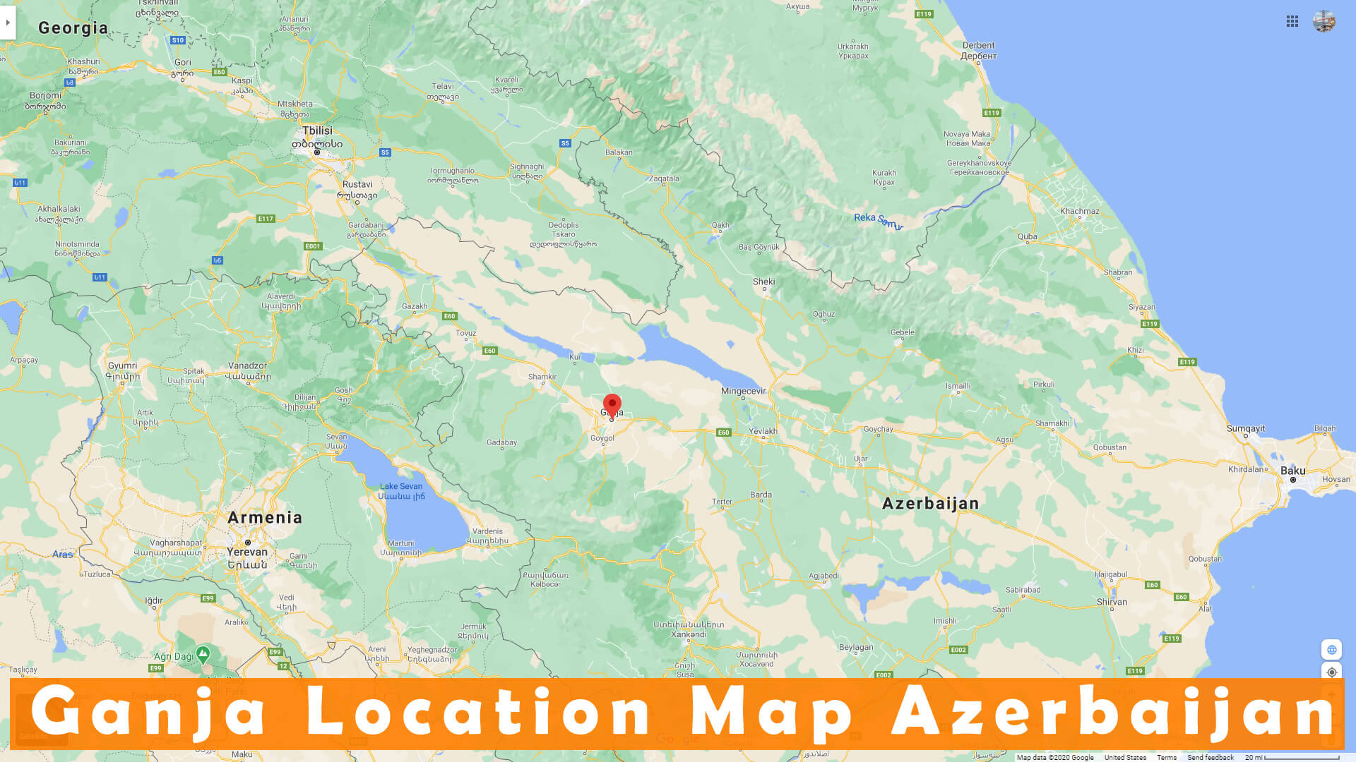 Ganja Location Map Azerbaijan